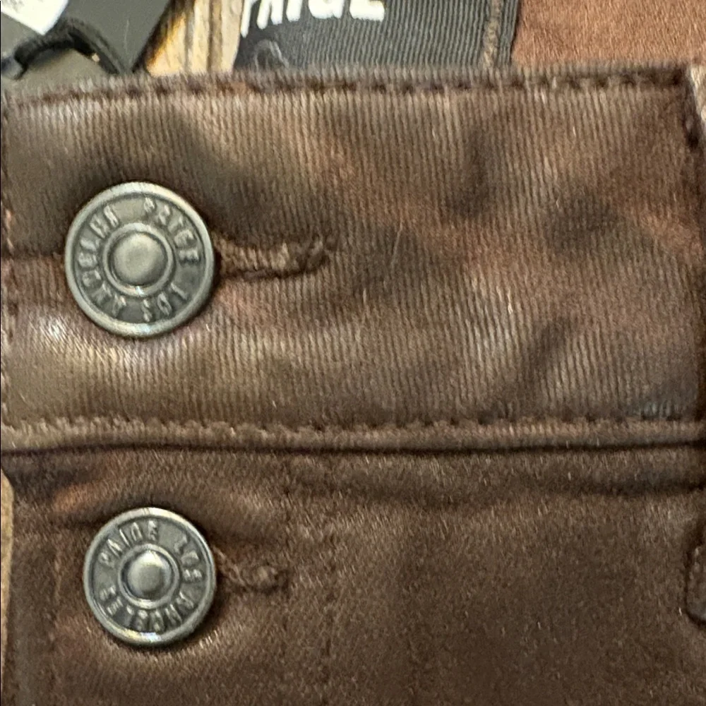 PAIGE Anessa Jeans 33 NWT Chicory Luxe Coated Ankle Flare Exposed Button Fly - Picture 11 of 13